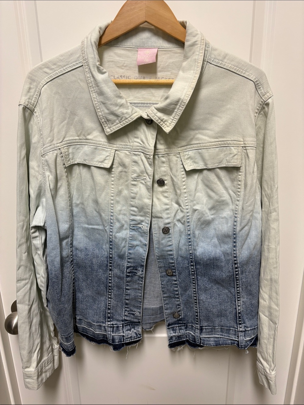 Laurie Felt XL Cream and Blue Cotton Ombré Jacket Size XL